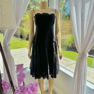 Eliza J New York Black Sleeveless Scalloped Lace Eyelet Sheath Dress Size 12